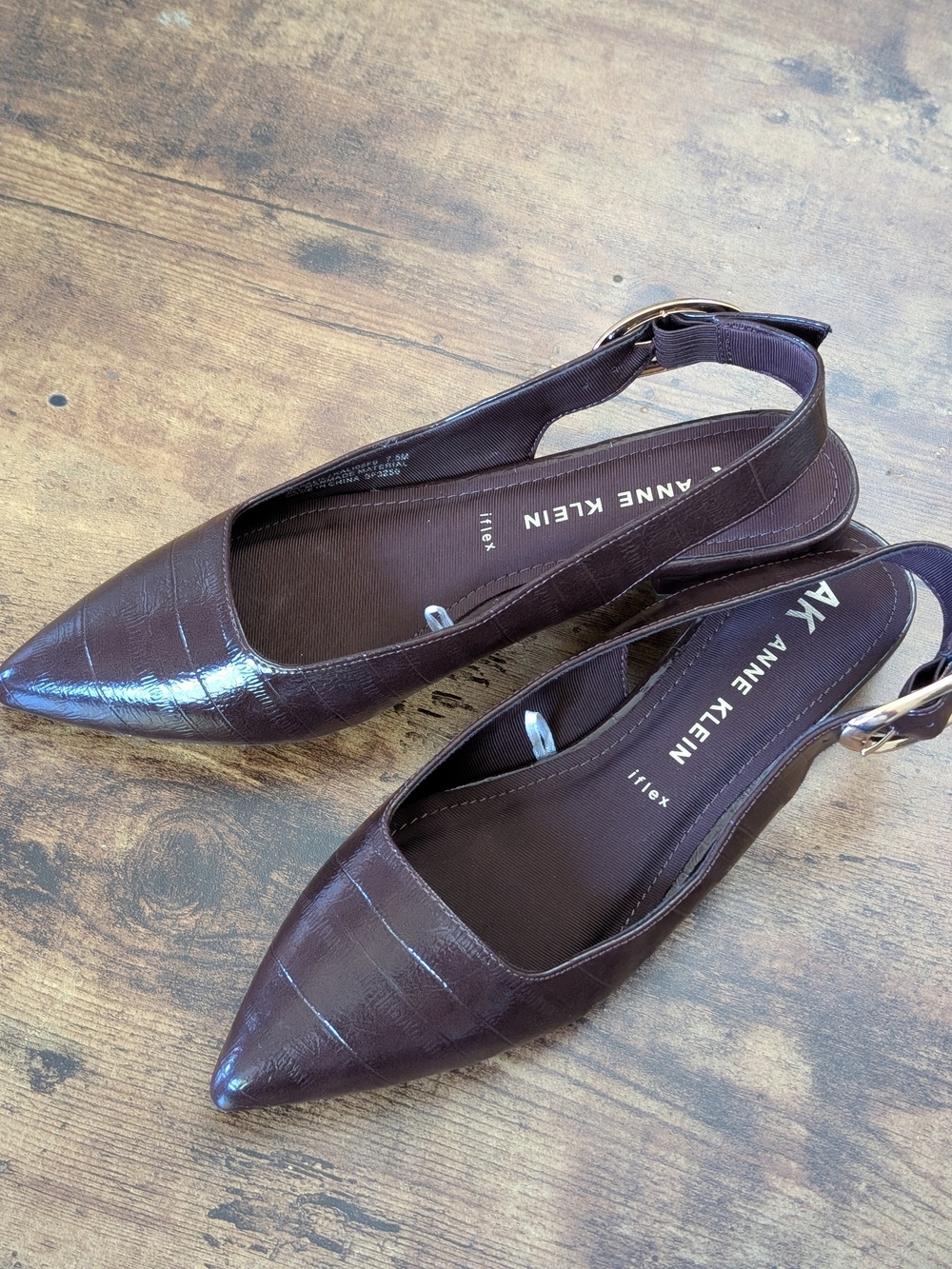 NWT Anne Klein "iflex" Women's Brown Pointed Slingback Flats - Picture 2 of 6